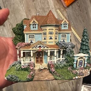 Vintage Hawthorne Charming Victorian House Figurine with Trees
